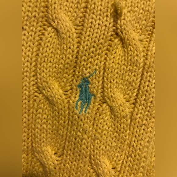 Yellow Polo Ralph Lauren Cable-knit sweater with Blue Horse Logo - Picture 2 of 4